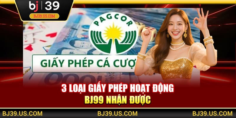 3 loại giấy phép hoạt động BJ99 nhận được